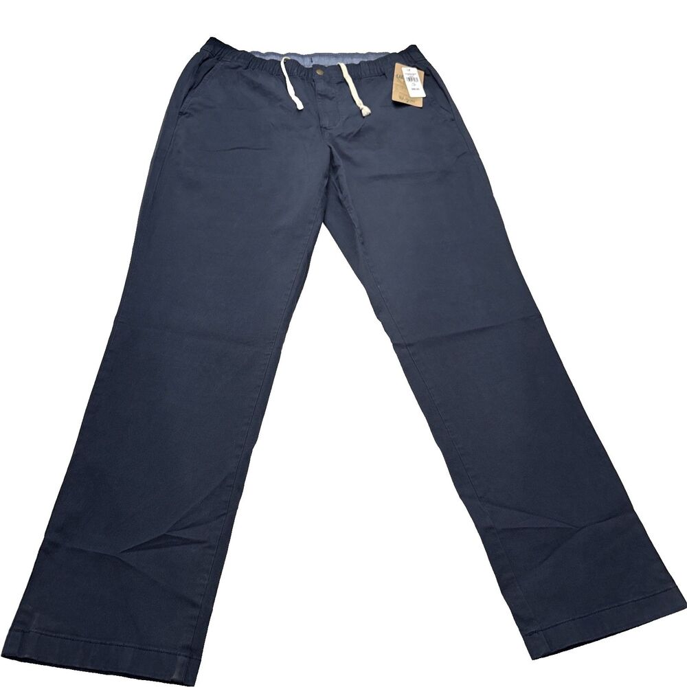 L.L.Bean Men's Lakewashed® Stretch Khakis Standard Fit Straight NWT Navy 34Wx33
